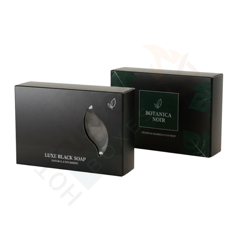 Custom Large Black Soap Boxes with Leaf Window - Soap Boxes (2)