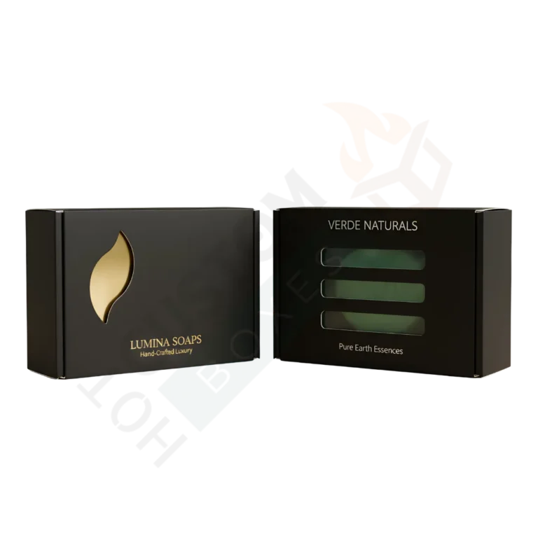 Custom Large Black Soap Boxes with Leaf Window - Soap Boxes (4)