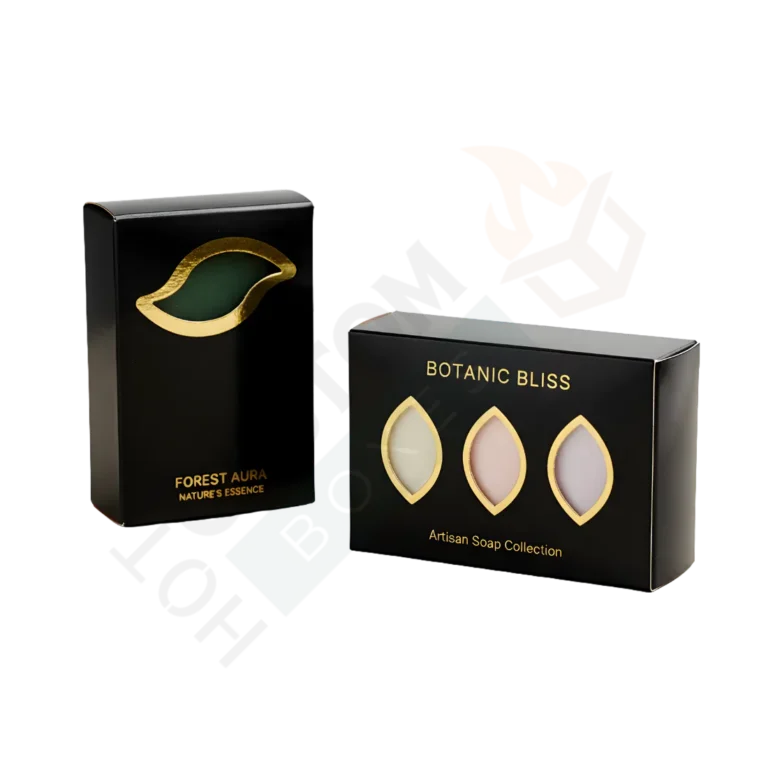 Custom Large Black Soap Boxes with Leaf Window - Soap Boxes (5)