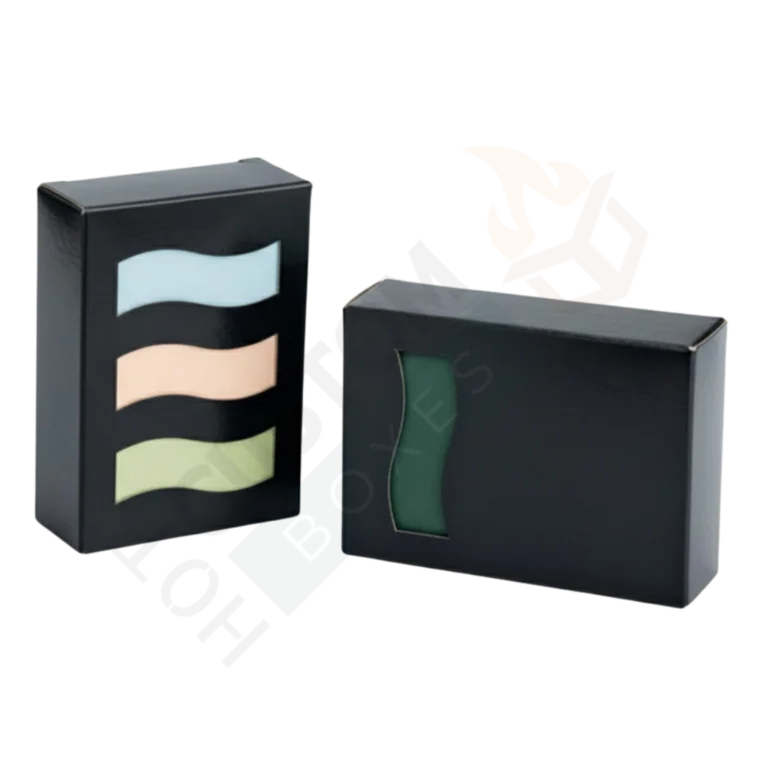 Large Black Soap Boxes with Wave Window - Custom Soap Boxes