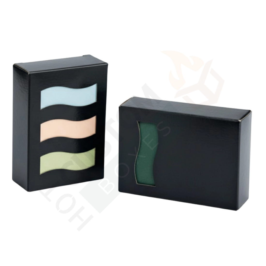Large Black Soap Boxes with Wave Window - Custom Soap Boxes