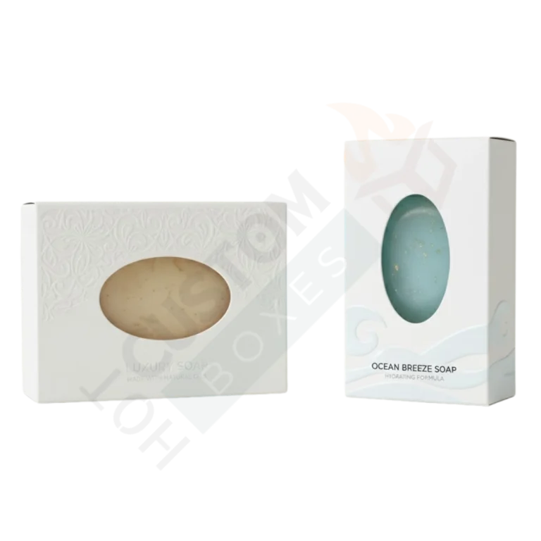 White Soap Boxes with Oval Window - Custom Soap Boxes